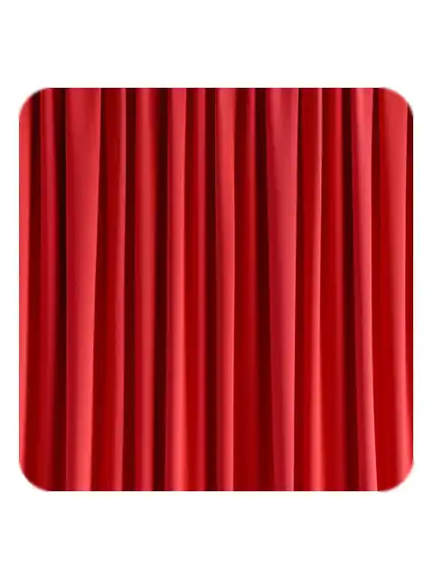 Classic red curtain photo booth backdrop by Crown Booths, perfect for theatrical and elegant events