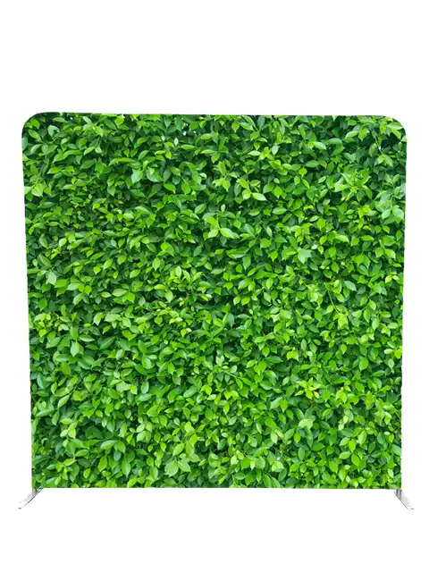 Lush green foliage photo booth backdrop by Crown Booths, perfect for outdoor and nature-themed events