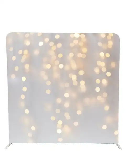 Elegant bokeh light photo booth backdrop by Crown Booths, perfect for weddings and evening events